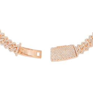 Prong set Diamond Cuban Chain, 16 mm - Shyne Jewelers Rose Gold Shyne Jewelers