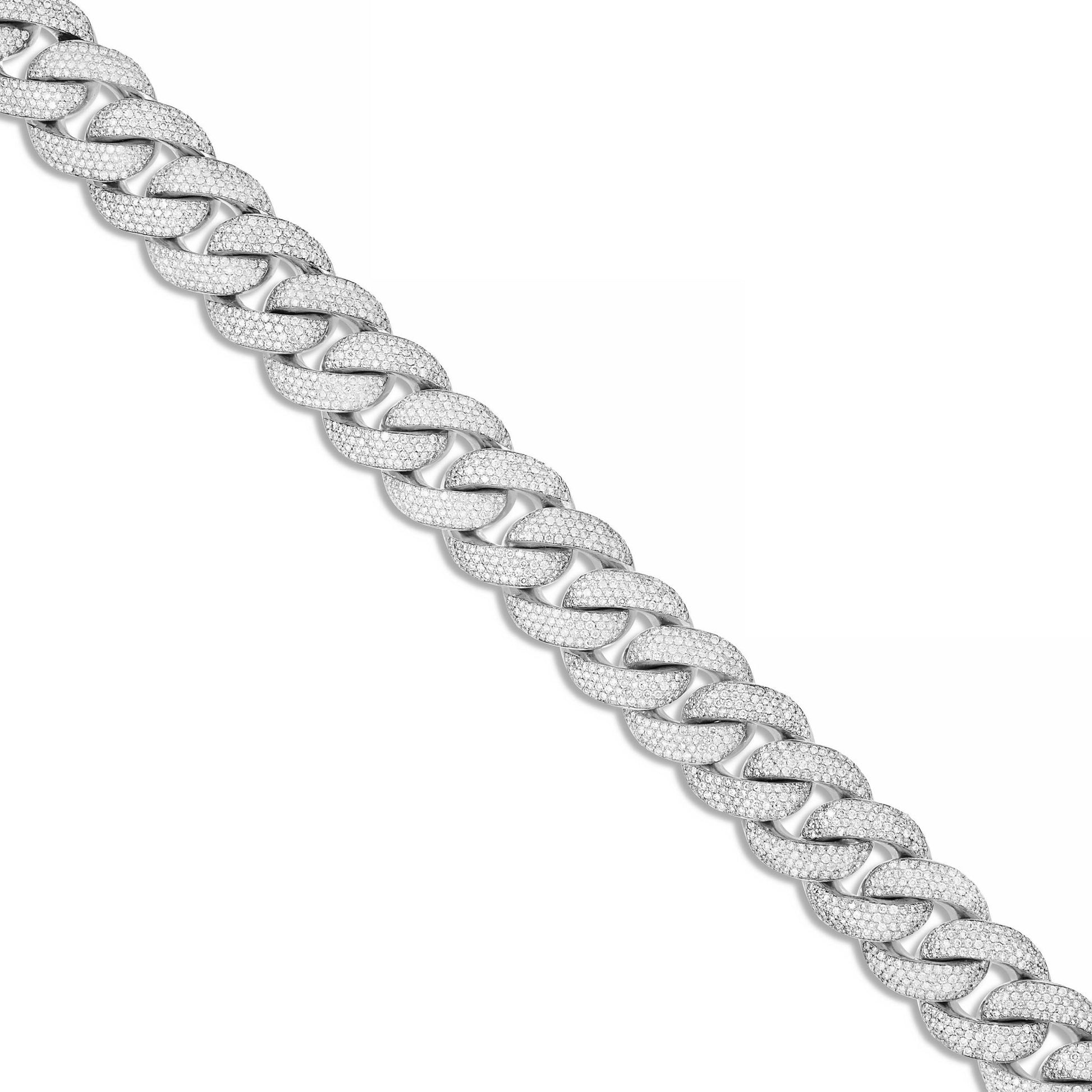 Prong set Diamond Cuban Chain, 16 mm - Shyne Jewelers White Gold Shyne Jewelers