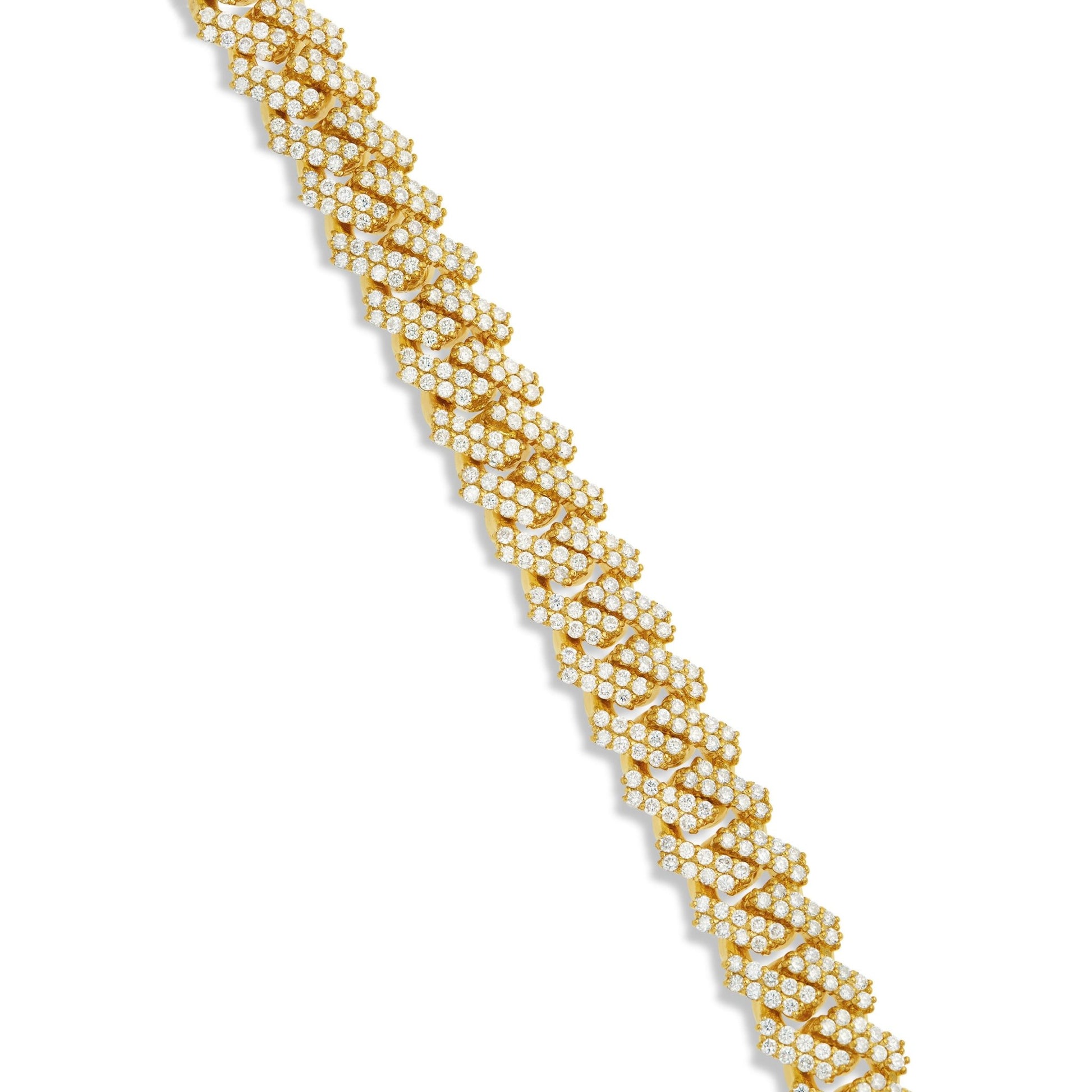 Prong set Diamond Cuban Chain, 16 mm - Shyne Jewelers Yellow Gold Shyne Jewelers