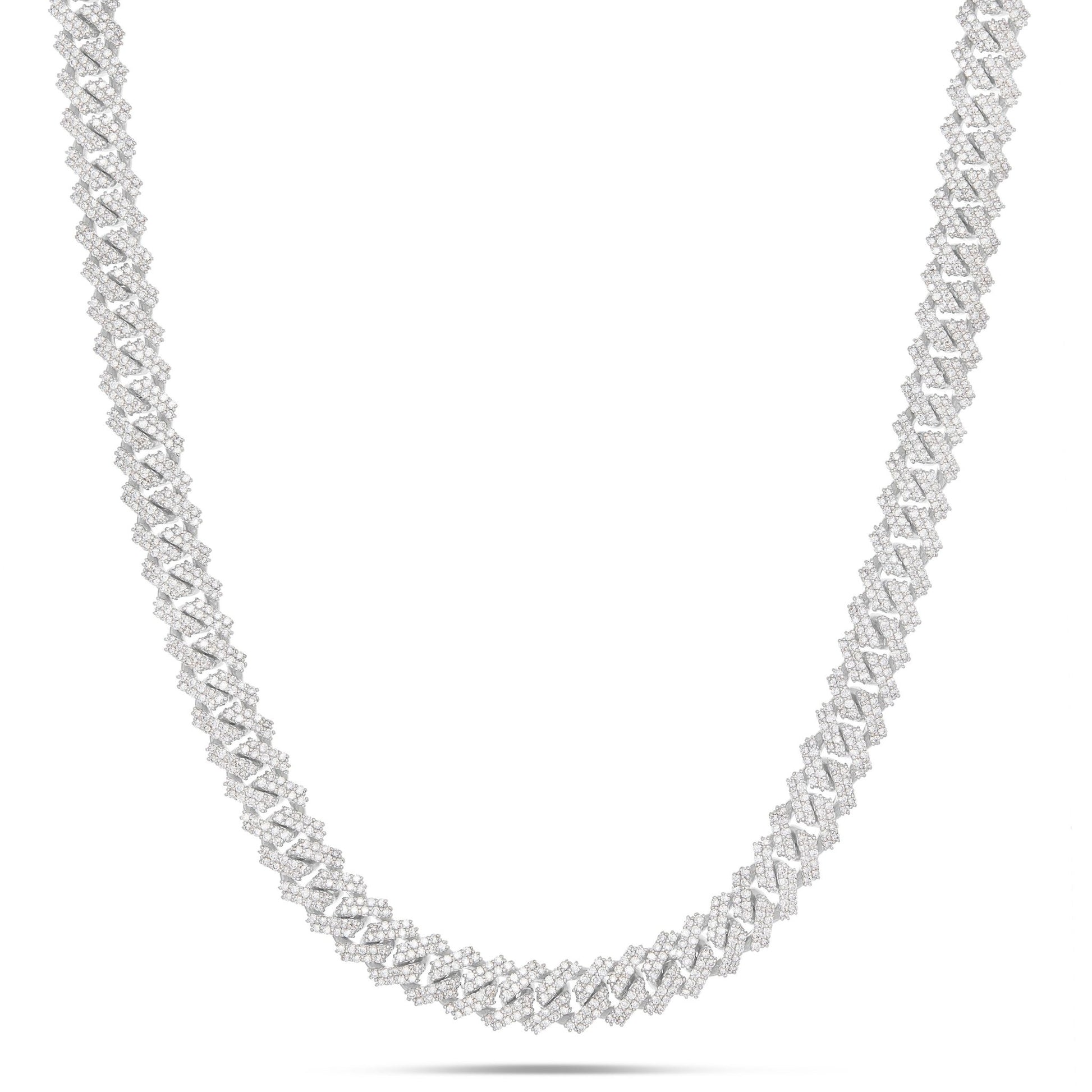 Prong set Diamond Cuban Chain, 9.25 mm - Shyne Jewelers White Gold Shyne Jewelers