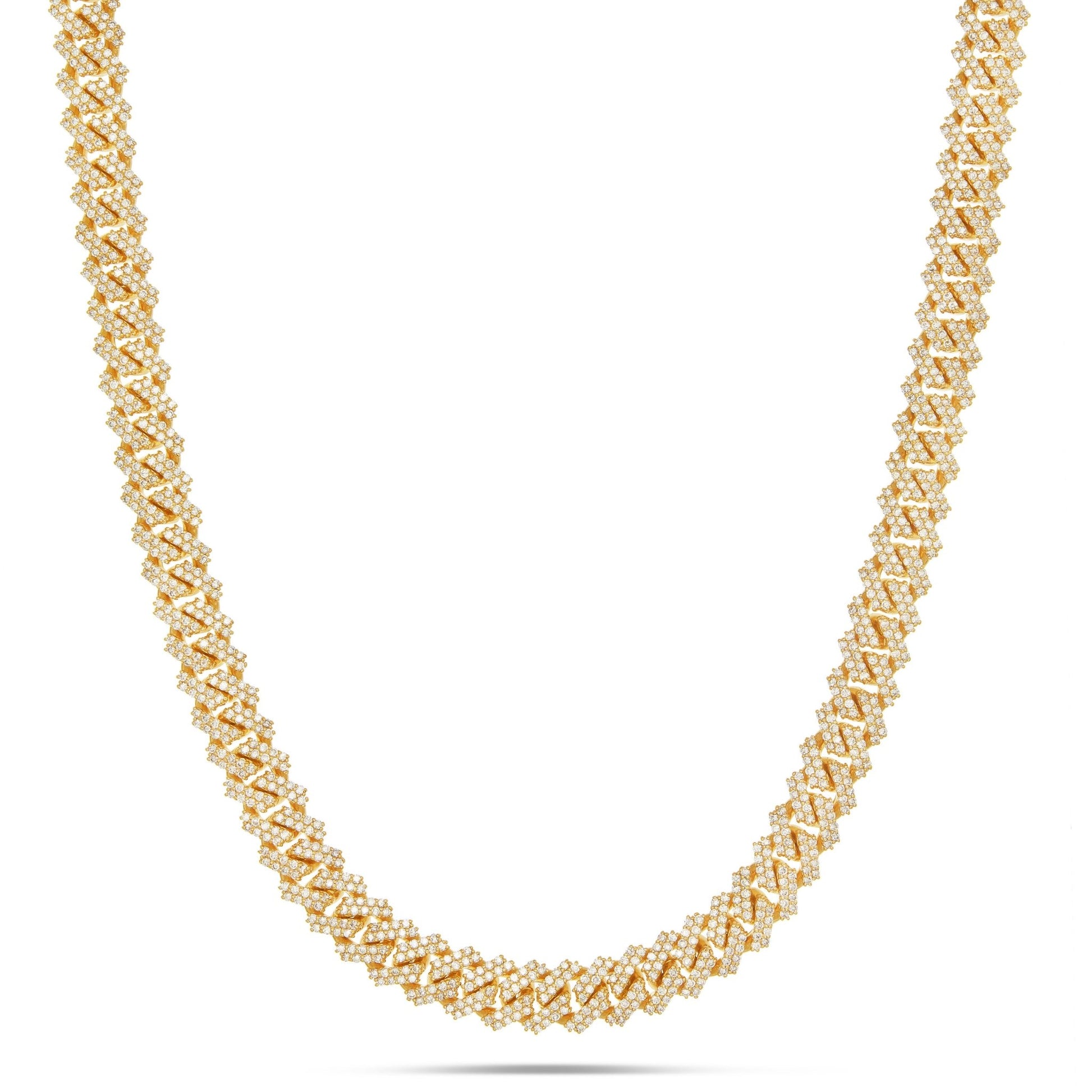 Prong set Diamond Cuban Chain, 9.25 mm - Shyne Jewelers Yellow Gold Shyne Jewelers