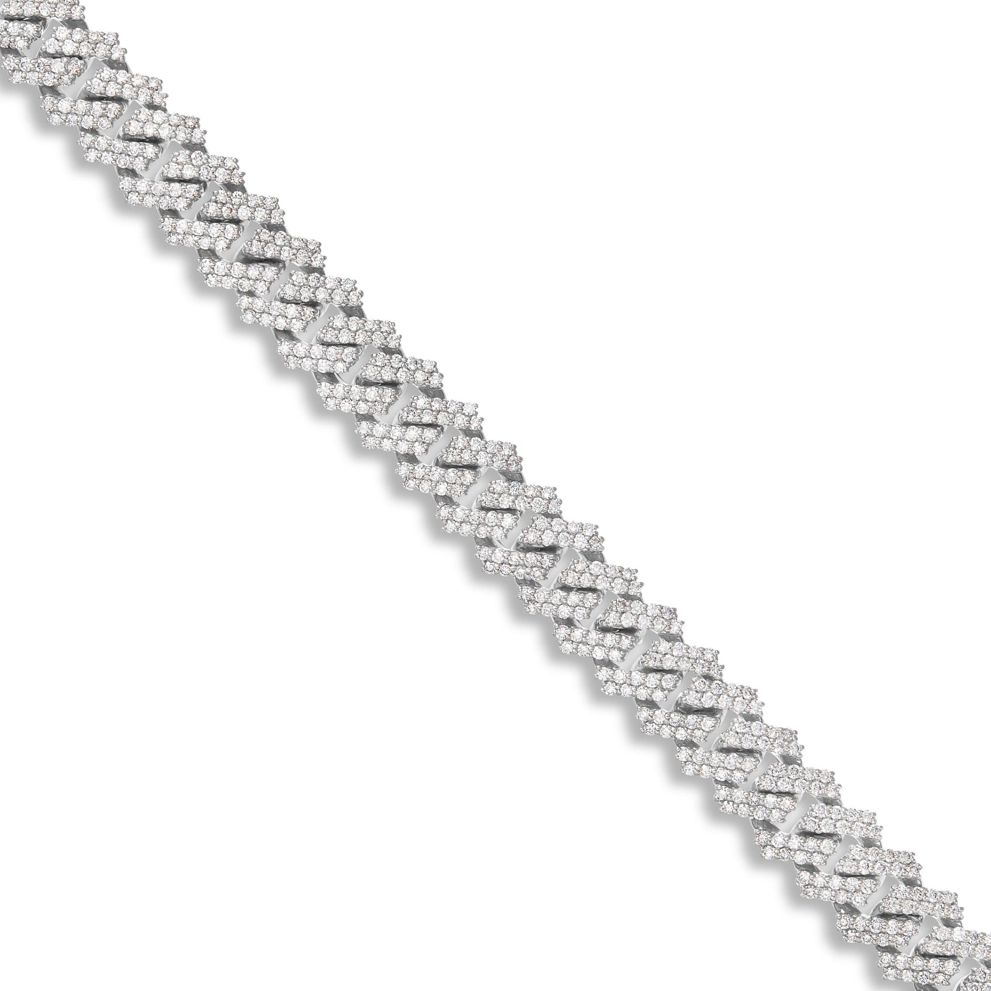 Prong set Diamond Cuban Chain, 9.25 mm - Shyne Jewelers White Gold Shyne Jewelers