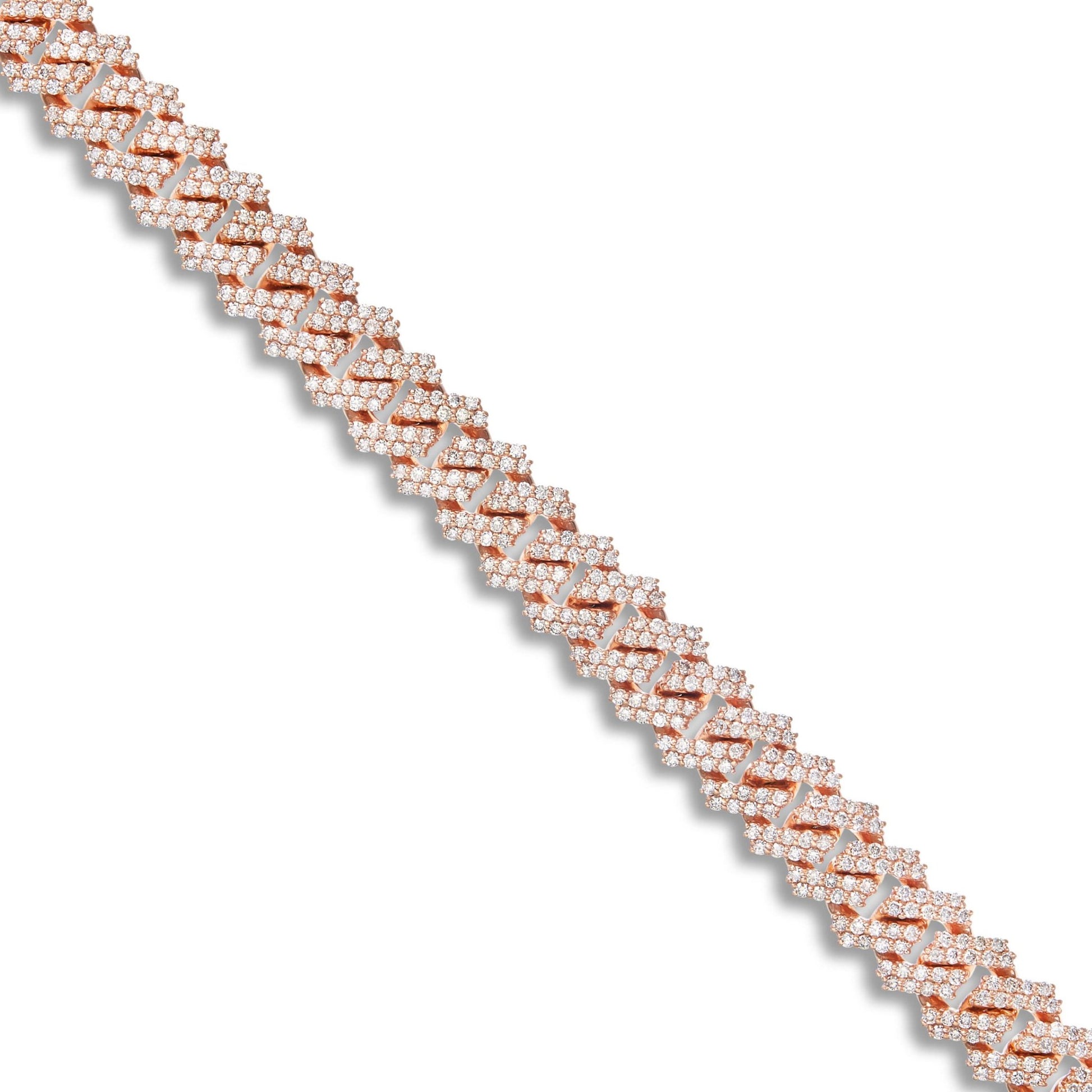 Prong set Diamond Cuban Chain, 9.25 mm - Shyne Jewelers Rose Gold Shyne Jewelers
