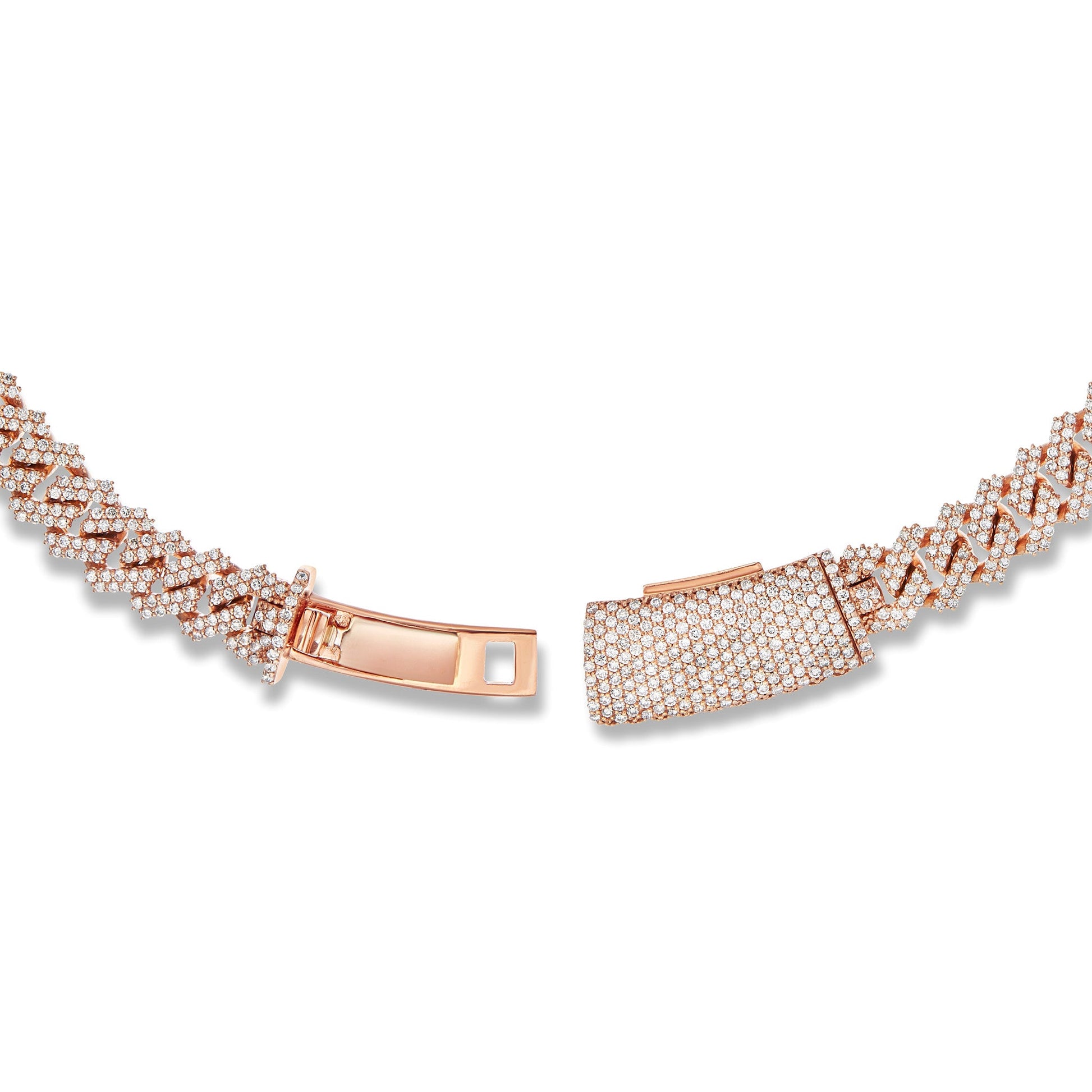 Prong set Diamond Cuban Chain, 9.25 mm - Shyne Jewelers Rose Gold Shyne Jewelers