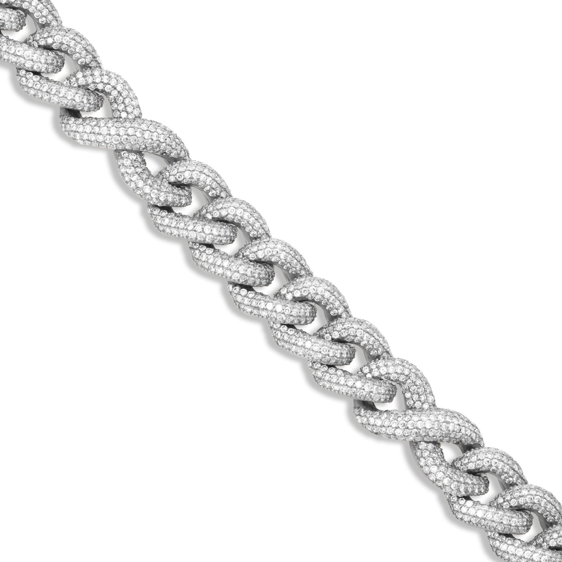 Prong set Diamond Infinity Cuban Chain, 12 mm - Shyne Jewelers White Gold Shyne Jewelers