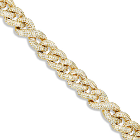 Prong set Diamond Infinity Cuban Chain, 12 mm - Shyne Jewelers Yellow Gold Shyne Jewelers