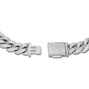 Prong set Diamond Infinity Cuban Chain, 12 mm - Shyne Jewelers White Gold Shyne Jewelers