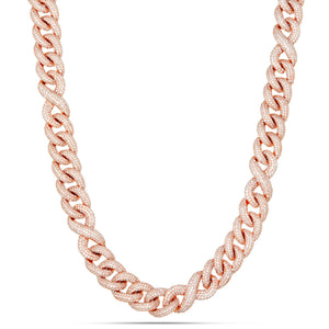 Prong set Diamond Infinity Cuban Chain, 12 mm - Shyne Jewelers Rose Gold Shyne Jewelers