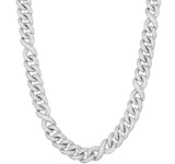 Prong set Diamond Infinity Cuban Chain, 12 mm - Shyne Jewelers White Gold Shyne Jewelers
