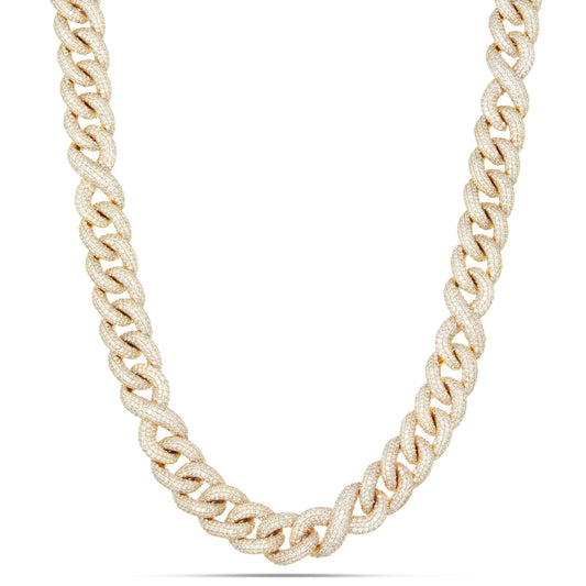 Prong set Diamond Infinity Cuban Chain, 12 mm - Shyne Jewelers Yellow Gold Shyne Jewelers