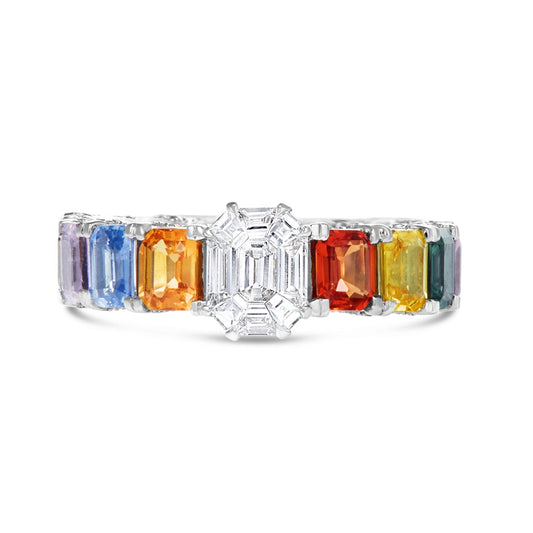 Rainbow Stone Emerald Eternity Ring - Shyne Jewelers COLORETERNBAND_1 Shyne Jewelers