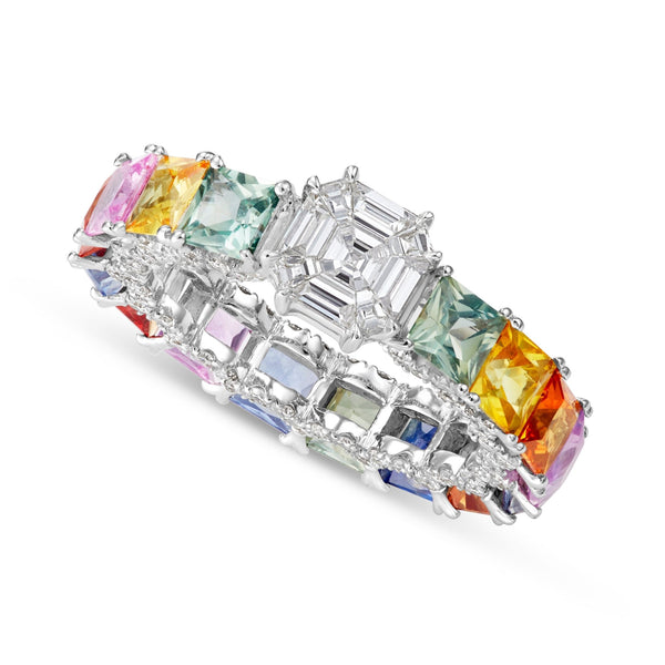 Rainbow Stone Eternity Ring - Shyne Jewelers Shyne Jewelers