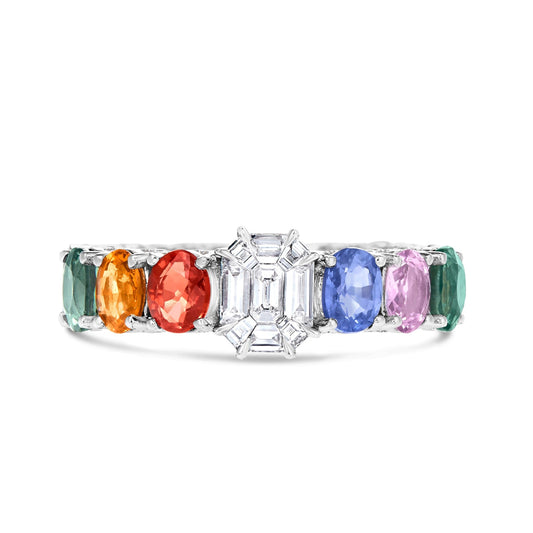 Rainbow Stone Oval Eternity Ring - Shyne Jewelers COLORETERNBAND_2 Shyne Jewelers