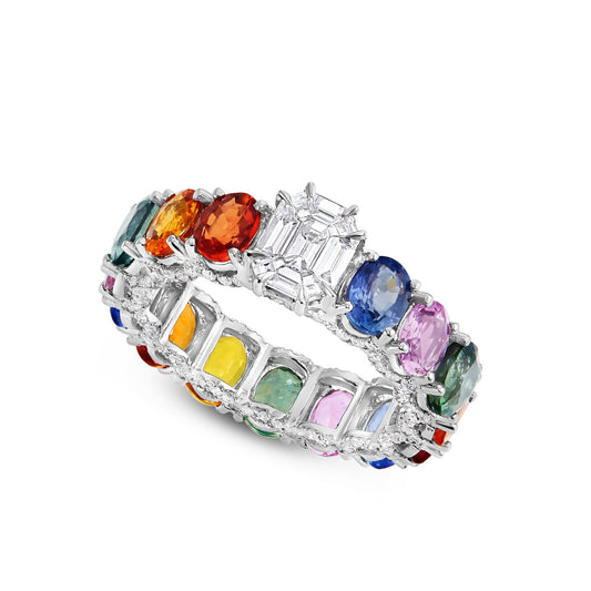 Rainbow Stone Oval Eternity Ring - Shyne Jewelers COLORETERNBAND_2 Shyne Jewelers