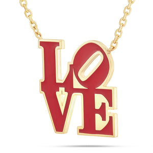 Red Philadelphia LOVE Enamel Necklace - Shyne Jewelers Shyne Jewelers