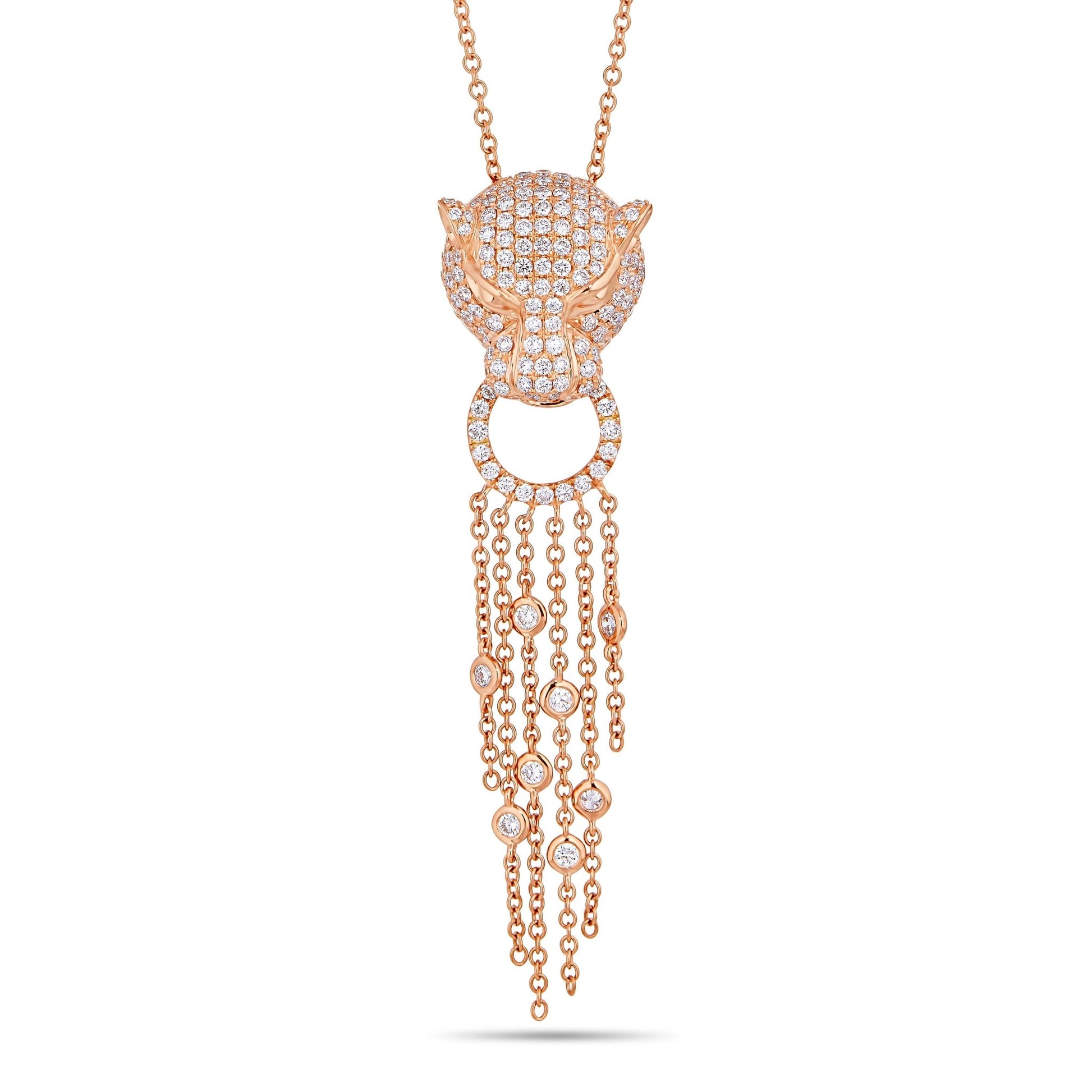 Rose Gold Diamond Jaguar Tassel Necklace - Shyne Jewelers 165-00237 Shyne Jewelers