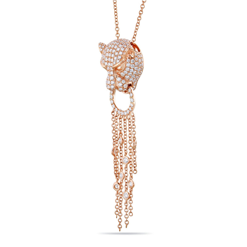 Rose Gold Diamond Jaguar Tassel Necklace - Shyne Jewelers 165-00237 Shyne Jewelers