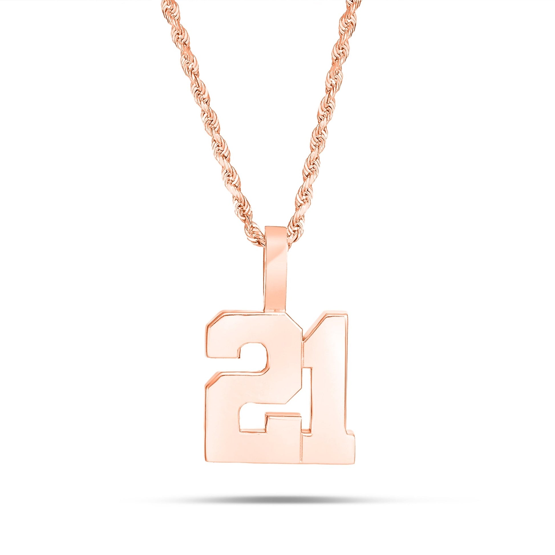 Shyne Collection 10k Gold Two Digit Number Pendant - Shyne Jewelers SC10K2DIGIT-r Rose Gold Shyne Jewelers