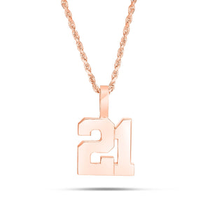 Shyne Collection 10k Gold Two Digit Number Pendant - Shyne Jewelers SC10K2DIGIT-r Rose Gold Shyne Jewelers