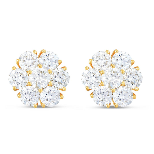 Shyne Collection 10pt Diamond Flower Studs - Shyne Jewelers Yellow Gold Shyne Jewelers