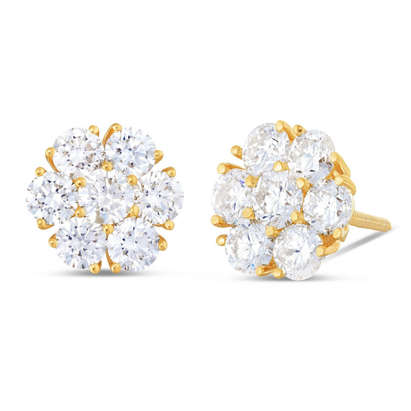 Shyne Collection 10pt Diamond Flower Studs - Shyne Jewelers Yellow Gold Shyne Jewelers