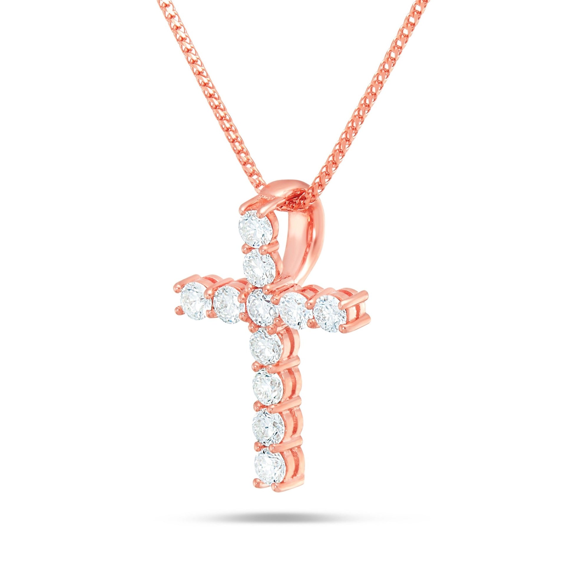 Shyne Collection 15pt Diamond Cross Pendant - Shyne Jewelers Rose Gold Shyne Jewelers