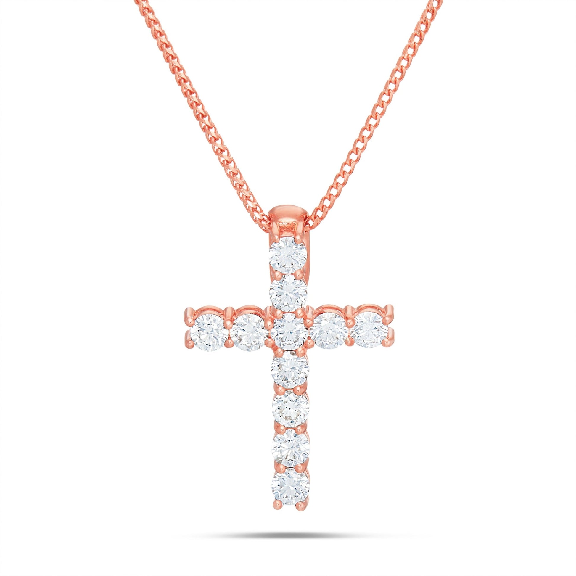 Shyne Collection 15pt Diamond Cross Pendant - Shyne Jewelers Rose Gold Shyne Jewelers