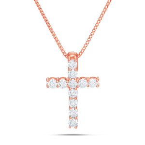Shyne Collection 15pt Diamond Cross Pendant - Shyne Jewelers Rose Gold Shyne Jewelers