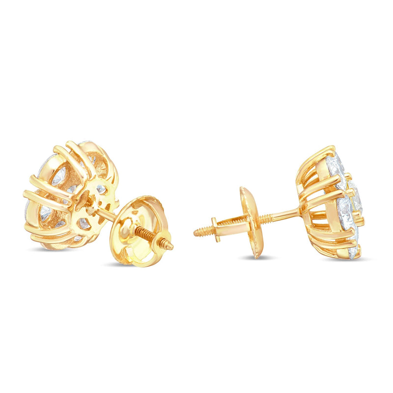 Shyne Collection 15pt Diamond Flower Studs - Shyne Jewelers Yellow Gold Shyne Jewelers