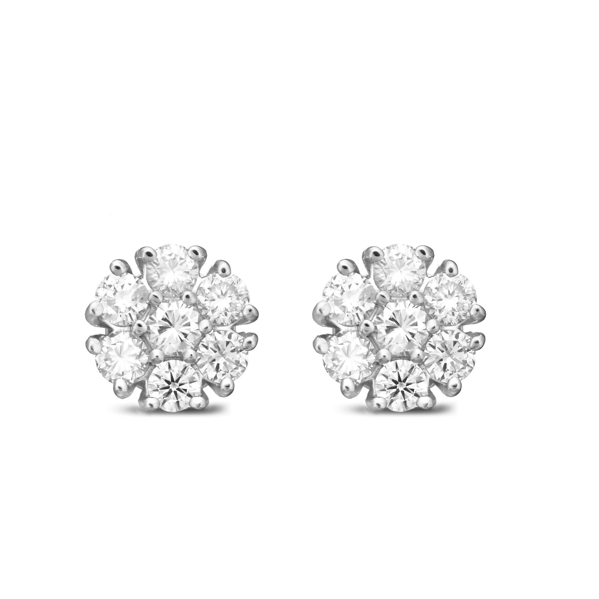 Shyne Collection 7pt Diamond Flower Studs - Shyne Jewelers White Gold Shyne Jewelers