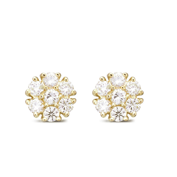 Shyne Collection 7pt Diamond Flower Studs - Shyne Jewelers Yellow Gold Shyne Jewelers