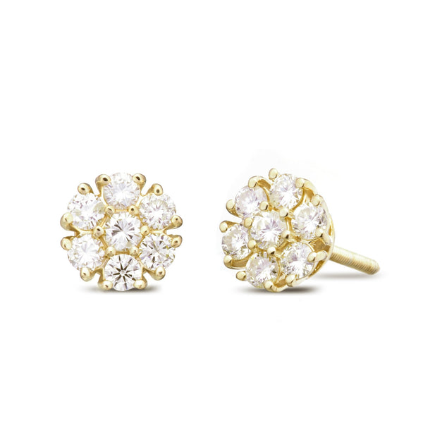 Shyne Collection 7pt Diamond Flower Studs - Shyne Jewelers Yellow Gold Shyne Jewelers