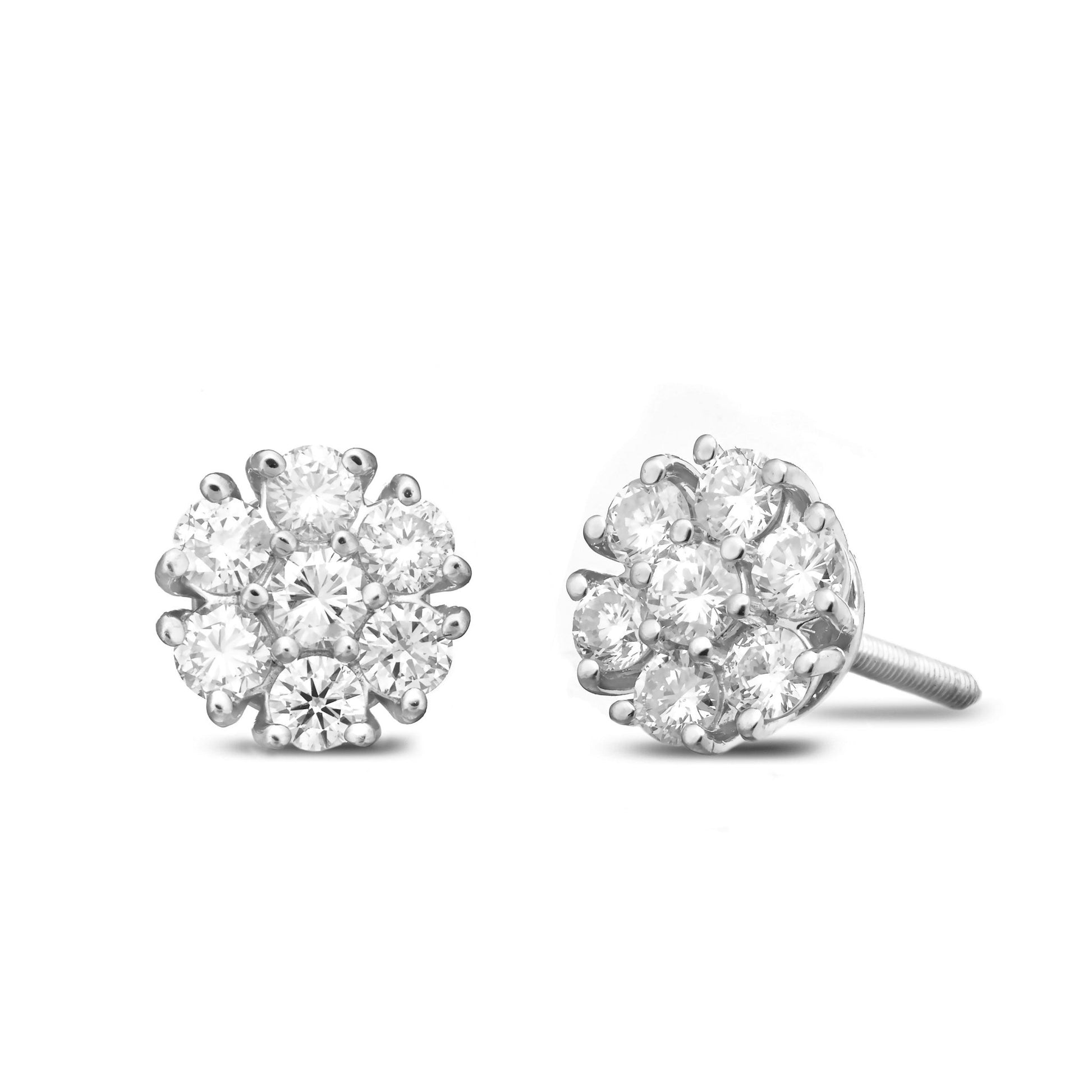Shyne Collection 7pt Diamond Flower Studs - Shyne Jewelers White Gold Shyne Jewelers