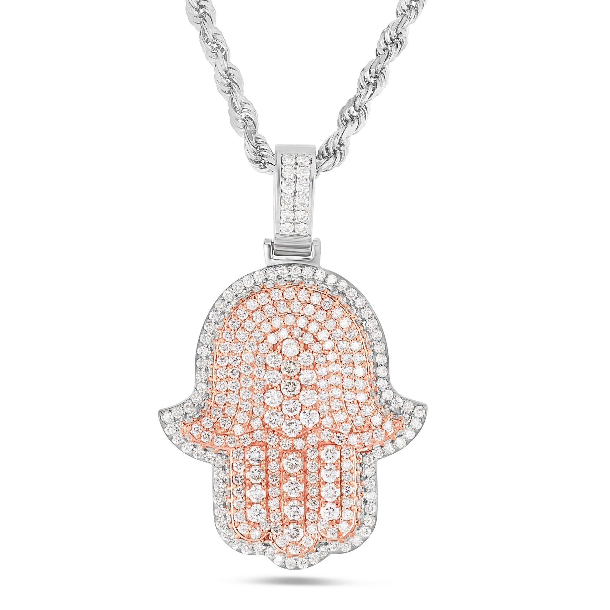 Shyne Collection Diamond Hamsa Pendant - Shyne Jewelers Rose & White Gold Shyne Jewelers