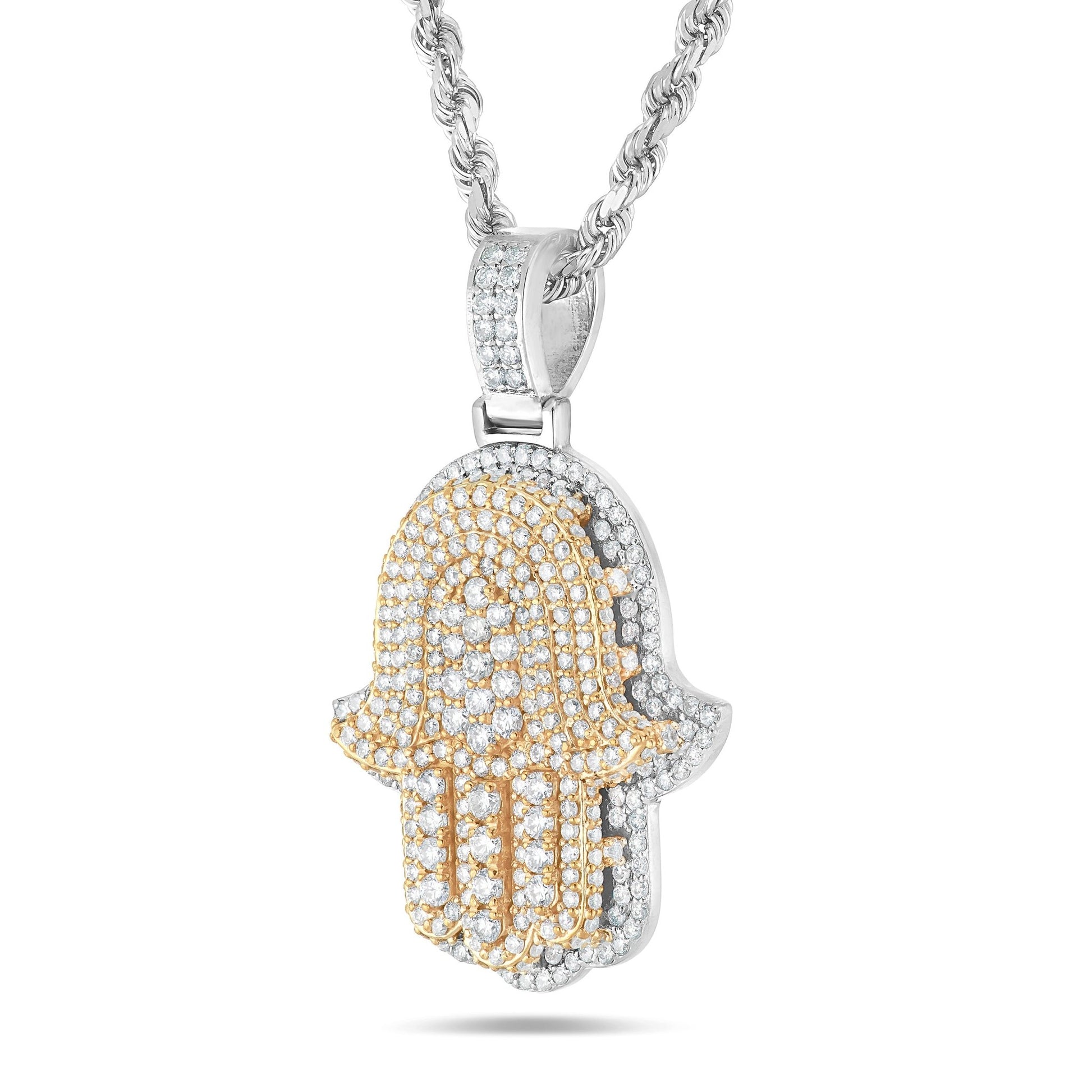 Shyne Collection Diamond Hamsa Pendant - Shyne Jewelers Yellow & White Gold Shyne Jewelers