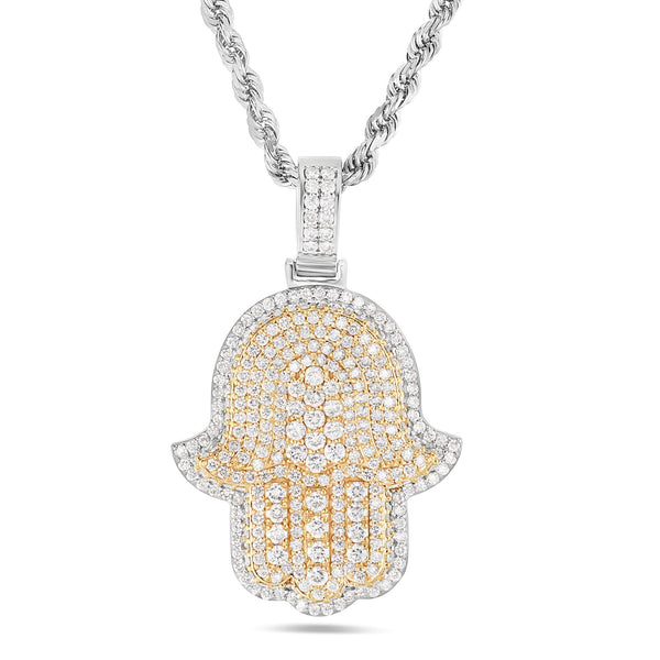 Shyne Collection Diamond Hamsa Pendant - Shyne Jewelers Yellow & White Gold Shyne Jewelers