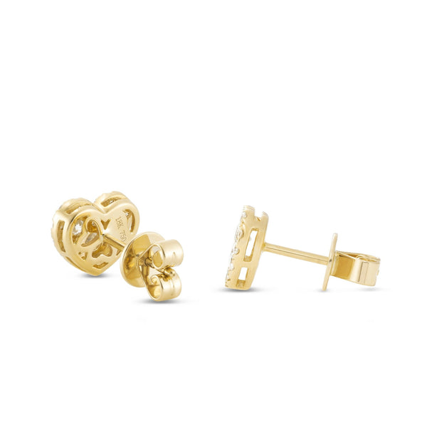 Shyne Collection Diamond Heart Studs - Shyne Jewelers Yellow Gold Shyne Jewelers