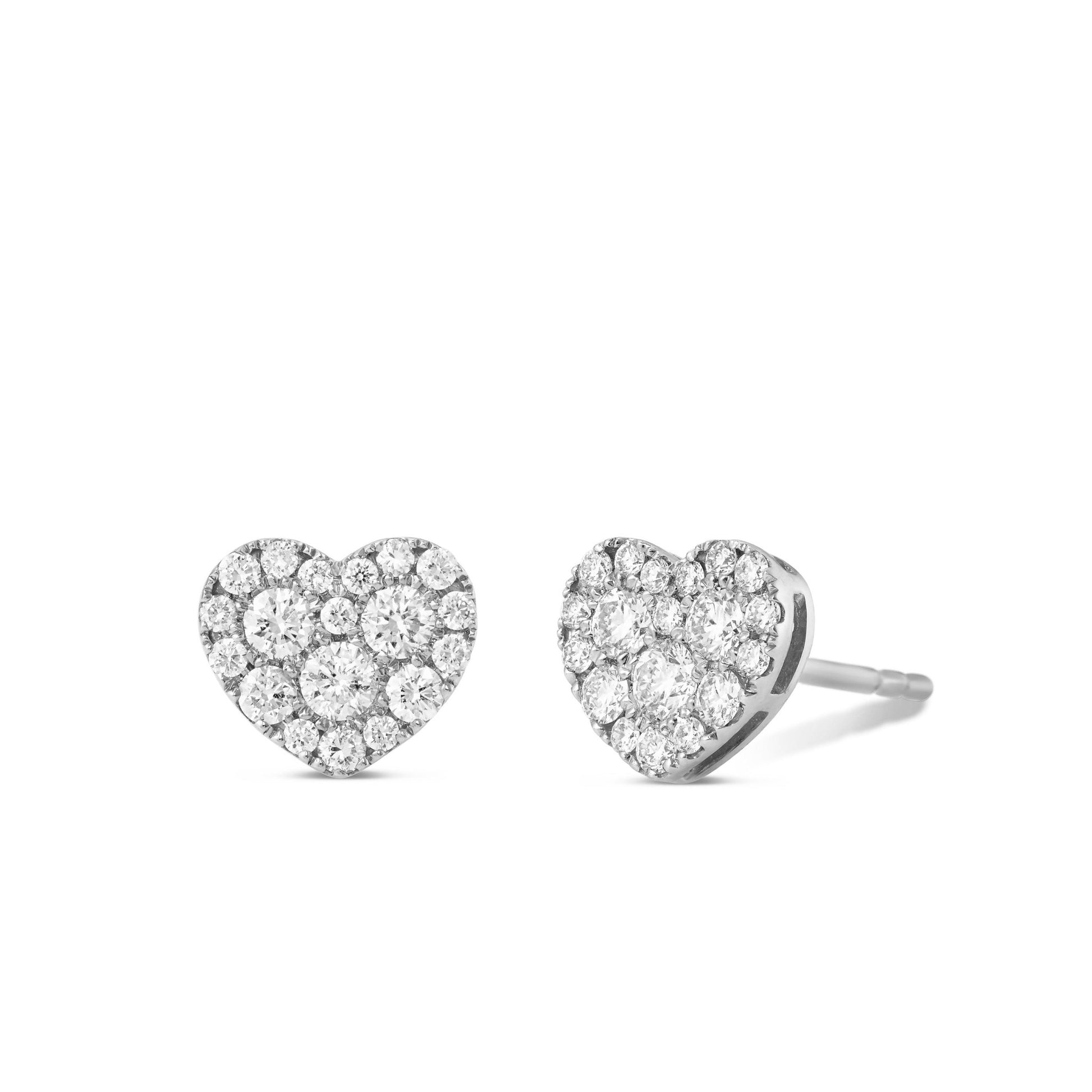 Shyne Collection Diamond Heart Studs - Shyne Jewelers White Gold Shyne Jewelers