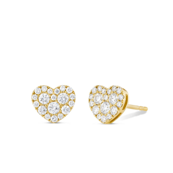 Shyne Collection Diamond Heart Studs - Shyne Jewelers Yellow Gold Shyne Jewelers