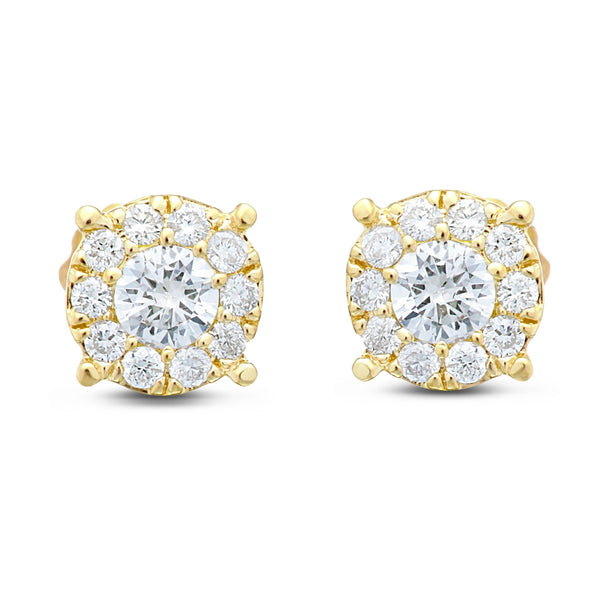 Shyne Collection Diamond Illusion Studs - Shyne Jewelers Yellow Gold Shyne Jewelers