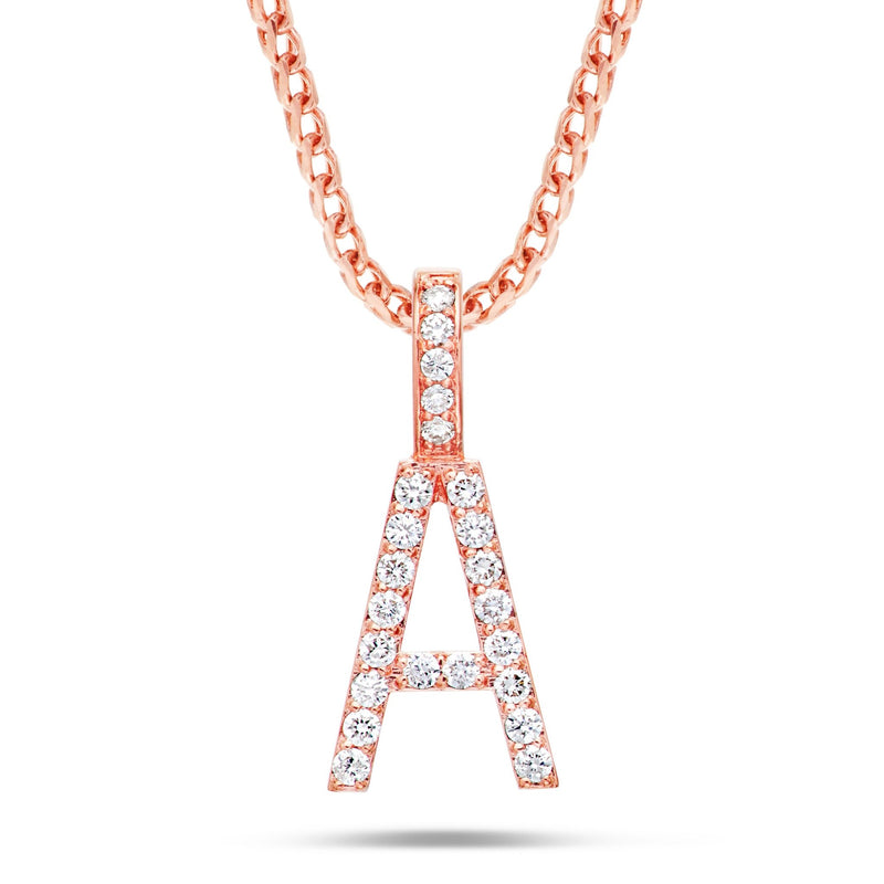 Shyne Collection Diamond Initial Pendant - Shyne Jewelers Rose Gold A Shyne Jewelers