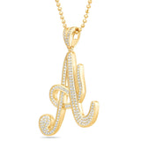 Silver Script Pave Initial Pendant, Large - Shyne Jewelers SI_2 Yellow Gold Shyne Jewelers