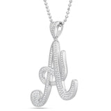 Silver Script Pave Initial Pendant, Large - Shyne Jewelers SI_2 Sterling Silver Shyne Jewelers