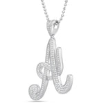Silver Script Pave Initial Pendant, Large - Shyne Jewelers SI_2 Sterling Silver Shyne Jewelers