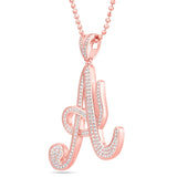Silver Script Pave Initial Pendant, Large - Shyne Jewelers SI_2 Rose Gold Shyne Jewelers