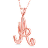 Silver Script Pave Initial Pendant, Large - Shyne Jewelers SI_2 Rose Gold Shyne Jewelers