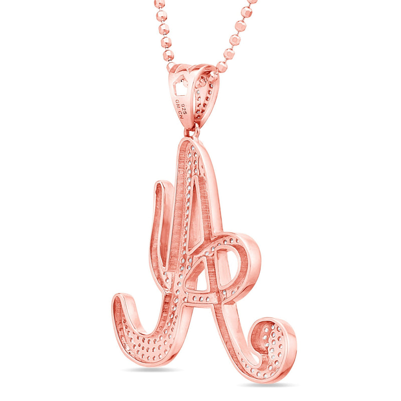 Silver Script Pave Initial Pendant, Large - Shyne Jewelers SI_2 Rose Gold Shyne Jewelers