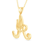 Silver Script Pave Initial Pendant, Large - Shyne Jewelers SI_2 Yellow Gold Shyne Jewelers