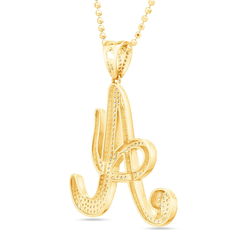 Silver Script Pave Initial Pendant, Large - Shyne Jewelers SI_2 Yellow Gold Shyne Jewelers