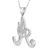 Silver Script Pave Initial Pendant, Large - Shyne Jewelers SI_2 Sterling Silver Shyne Jewelers